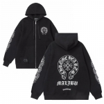832 CHROME HEARTS S&uuml;gis ja Talv Uus Suur Suurus Klassikaline Stiil Logo T&otilde;mblukuga Kapuutsiga Pusero, Sobib Paaridele Kandmiseks S must