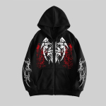 Meeste gooti prinditud kapuutsikad Vabaaja pikak&auml;elised meeste lukuga kapuutsikad Y2K pikak&auml;elised dressipluusid Pullover top L must