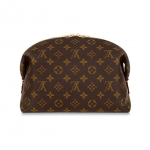 LOUIS VUITTON &Uuml;leni Prinditud T&otilde;mblukuga Tualett-kott/Kosmeetikakott Suur Naiste Pruun Gift Set (basic set+original box+original handbag) pruun