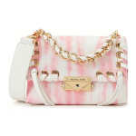 Michael Kors Mk Cece Kuldne Pandlaga Klapp Sidumispisandi Kett Nahast &Otilde;la Crossbody Kott Mini Naiste kotid Roosa Valge 32T0G0EC0I-SHELL-PINK Basic Set (Bag+Dust Bag)