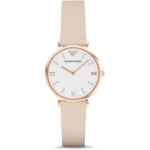 Emporio Armani Gianni T-Bar Valge Nahk Beež Naiste Kvarts AR1927 valge