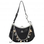 Vivienne Westwood V&otilde;lukeha Raam Klassikaline Saturni Logo Lambanahast &Otilde;lakott Naiste &otilde;lakott Must 4B01000PWL00BXN402 Basic Set (Bag+Dust Bag)