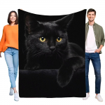 Musta kassi pl&uuml;&uuml;sist tekk Pehme mugav kerge diivani vooditekk Unikaalne kingitus kassis&otilde;pradele 75x100cm (30x40inch)