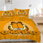 Garfield Kass Oranž Taust Voodipesu Komplekt Tekikate Kingitus Magamistuppa, Sisaldab 1 Tekikatet ja 2 Padjap&uuml;&uuml;ri, T&auml;idisetaB636 135x200cm