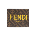 Fendi FF Monogramm Logomuster Kahekordne Tekstuuriga Kangast Rahakott Meeste Rahakott Pruun Kollane 7M0338-AJJ8-F1HRH Gift Set(Basic Set+Box+Shopping Bag)