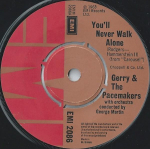 7-tolline plaat GERRY THE PACEMAKERS Youll Never Walk Alone EMI2086 EMI 1973 UK Rock Kasutatud