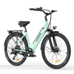 Hillmiles Milecity 1 26-tolline elektriline linnarattas, 250W linnaratta e-bike 7 k&auml;iguga, 36V 13Ah eemaldatav aku, maksimaalne s&otilde;iduulatus 80 km, roheline roheline
