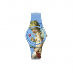 Swatch Louvre Eri Special Kvartsliikumine Veekindel Illustratsioonimustriga K&auml;ekell Unisex-kellad Sinine GZ414 Blue
