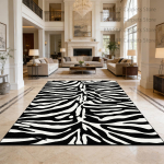 Kaasaegne Must Valge Sebra Triipud Suur Elutoa Vaip Kaunistus Magamistuba Pestav Libisemiskindel Lihtne Vaip Pehme Kohev Kontorimatt 160cm x 200cm