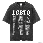 LGBTQ Jala- ja tuharalihased Bicepsid Kolmpealihased Nelip&auml;ised &Uuml;lem&otilde;&otilde;duline T-s&auml;rk 100% Puuvill Vintage Pesuga T-s&auml;rk meestele naistele streetwear 0420-3 S