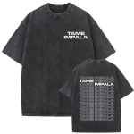 Rock Band Tame Impala Deadbeat Tour 2026 Vintage Pesemist&ouml;&ouml;tlusega T-s&auml;rk Unisex Hip Hop Gooti T-s&auml;rk Vabaaja &Uuml;le suuruse L&uuml;hikeste varrukatega T-s&auml;rgid M black
