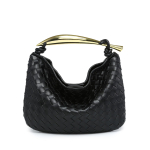 Euroopa ja Ameerika stiilis sardiinidega kootud kott pelmeenikott metallk&auml;epidemega k&auml;ekott hoiustamine pelmeenikott 33*4*20cm must