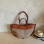 Br&auml;nd K&auml;sit&ouml;&ouml;na kootud tiivakujuline &otilde;lakott L&auml;bil&otilde;igatud hingav raffiast kandekott Prantsuse elegantne suure mahutavusega crossbody kott