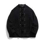 S&uuml;gis Talv Hiina stiilis Tangi &uuml;likonna jakk Meeste sametjakid Meeste ketaspandiga Hanfu pealisr&otilde;ivad Mehelik vintage traditsioonilised mantlid 4XL must