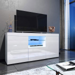 Dripex L&auml;ikiv Valge TV-alus LED-valgustuse, kapi, elutoa buffetkapi, moodsa hoiukapiga, 135CM