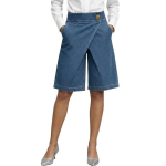 Elastsed Denim Bermuda L&uuml;hikesed P&uuml;ksid Naistele, K&otilde;rge V&ouml;&ouml;koht, P&otilde;lvepikkusega Jeans L&uuml;hikesed P&uuml;ksid, N&ouml;&ouml;pidega Koti-L&otilde;ikelised Vabad Jorts Taskutega XXL sinine