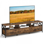 VASAGLE TV-kapp kuni 80-tollisele televiisorile, TV-alus, 178 x 40 x 50 cm, Terasraam, Rustikaalne pruun ja must