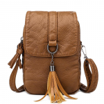 Yogodlns Vintage Tassel Crossbody kott naistele PU nahast &otilde;lakott Telefoni rahakott Mood v&auml;ike kandikott Mini Messenger kott 14x7x21cm pruun