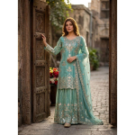 Kaunis Pakistani Salwar Kameez Peoasjade Disainer Bollywoodi Top Sharara &Uuml;likond M-38 roosa
