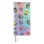 Hobonichi Techo 2026 n&auml;dalad Candy Stripper DOG ja CAT RANDOM Aurora, Aprillist algav kitsas n&auml;dalaplaneerja n&auml;dalaplaani vasaku poole paigutusega