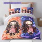 Nezuko Kamado Voodipesu Komplekt Tekikate Pehme Tekikate Tekikate Magamistoa Kodu Dekoor Anime Disain -QJY 135x200cm blue