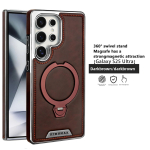 Magnetiline p&ouml;&ouml;rlev alus Nahast &uuml;mbris Samsung Galaxy S25 Ultra S26 Edge S24 Plus S23 jaoks Traadita laadimine Pinnatud telefoni kate Galaxy S26 Ultra tumepruun v&auml;rv