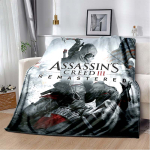 Assassin's Creed Kapiga Kuju Flanellitekk Punane Suitsu Logo Prindiga Pehme Soe Viska Diivani Voodi M&auml;nguri Kodu Dekoor 130cmx150cm