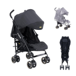 Jovikids K&auml;ru, V&auml;ike Kokkupandav Jalutusk&auml;ru Reguleeritava Seljatoega, Kokkupandav Reisijalutusk&auml;ru kuni 22kg Incl. P&auml;ikesevarikatus, Vihmakate ja Joogitopsihoidik (Must) 51 x 81 x 104.5 cm must