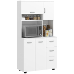 Mitme riiuliga k&ouml;&ouml;gikapp 4 ust 3 sahtlit riiul + suur &uuml;laosa 89L x 39,5W x 168H cm valge 89 x 39.5 x 168 cm