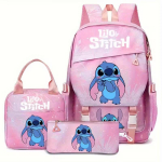 Uus Stitch Laste Seljakotikomplekt, Multikakujuline Armas Koolikott 3-osaline, Kerge Suure Mahutavusega Lastele 3pcs