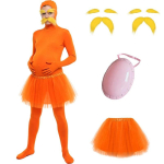 Lorax Kost&uuml;&uuml;m Bodysuit Komplekt Halloweeni Cosplay Unisex Spandex Jumpsuit Habeme ja K&otilde;hu Aksessuaariga Kids 150 orange