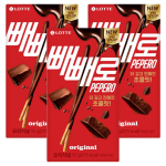 [LOTTE] Pepero &scaron;okolaadik&uuml;psisepulgad 3 karpi komplekt Korea suupiste 6 maitset Originaal &Scaron;okolaadit&auml;idisega Mandlikr&otilde;bedus Maasikas Valge k&uuml;psis Original &times; 3 brown