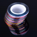 K&uuml;&uuml;nte kaunistuse kleebis 30 tk triibuline teip rull ilus UV geel kaunistus armas