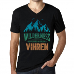 Meeste Vintage T-s&auml;rk Graafiline T-s&auml;rk V kaelusega Wilderness VIHREN Deep Black XS must