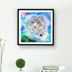 Teemantmaal 3D Teemantmaal Rhinestones T&auml;ielik H&auml;mmastav Tiigri Teemantmaal Tikand 30x30CM