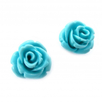 Les Tr&eacute;sors De Lily [K3141] - Boucles argent 'Rosa Romantica' turquoise - 12 mm t&uuml;rkiissinine