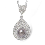 Les Tr&eacute;sors De Lily [K9542] - Pendentif Argent 'Sissi' gris argent&eacute; (rhodi&eacute;) - 23x11 mm hall