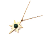 Les Tr&eacute;sors De Lily [Q5027] - Disainterasest kaelakee 'Etoile du Nord' roheline malahhiitkuld - 25x18 mm roheline