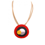 Les Tr&eacute;sors De Lily [Q5842] - Collier cr&eacute;ateur 'M&eacute;limba' rouge beige - 7 cm punane