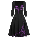 Naiste Halloweeni keskaegne vintage gooti renessansskleit Cosplay Palace Retro pitsist &otilde;mmeldud n&ouml;&ouml;biga pikkade varrukatega naiste kleit Suures suuruses 4XL lilla