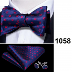 Barry.Wang Meeste Kikilips Hanky ​​Mansetin&ouml;&ouml;bid Sinine Navy Siidist Liblikas Lips Pulma &Auml;rikomplekt