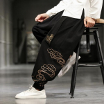 Hiina Stiilis Retro Soodsad Pilved Print P&uuml;ksid Meeste Riided S&uuml;gismood Riided Lahtised vabaaja p&uuml;ksid Suures suuruses haaremip&uuml;ksid XXXXXL must