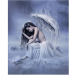 Ingel 5D DIY Teemantmaal t&auml;iskandiline/&uuml;mmargune puur Kurb t&uuml;druk Teemanttikandid Ristpistes Kodukaunistuse kingitus Round 20x30cm valge