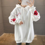 Crane Lilletikandid Harajuku Pusad Naiste S&uuml;gistalvine Paks Fliis Valge Must Kapuutsiga Pullover Topid Suurem&otilde;&otilde;dulised t&auml;navar&otilde;ivad Hip Hop dressipluusid L