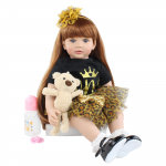 BZDOLL 60 cm silikoonist Reborn Baby Doll m&auml;nguasi t&uuml;drukule, 24-tolline vin&uuml;&uuml;lprintsess v&auml;ikelapse riidest kehaga Alive Bebe dress Up Lapse s&uuml;nnip&auml;evakingitus Brown eyes, 60cm doll pruun