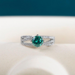 Bella Box Faux Teal Moissanite muudetava suurusega s&otilde;rmused naistele pulmapidu Pruuts&otilde;rmused Graatsilised kingituseks ehted Resizable roheline