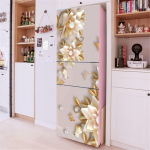 3D Flowers Isekleepuv k&uuml;lmkapi &uuml;mbris s&uuml;gavk&uuml;lmiku kleebis Kunst k&uuml;lmiku ukse kate Tapeet Reljeef Lille k&ouml;&ouml;gitarvikud 60x180cm(1 pcs)