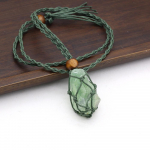 Naiste kaelakee naturaalsest originaalsest kivist v&otilde;rgupakk, ebaregulaarne ripats punutud k&ouml;iega unisex armastus romantiline kinkekett 50 CM 20-30mm/Fluorite