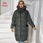 Mantel Astrid Thick Slim Wome Long moodne vabaaja kapuutsiga tuulekindel puuvillane 3XL s&uuml;si