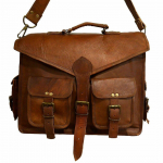 Uus vintage Brown Goat ehtsast nahast Messenger Satchel s&uuml;learvuti kott. 11" X15" X 4" pruun